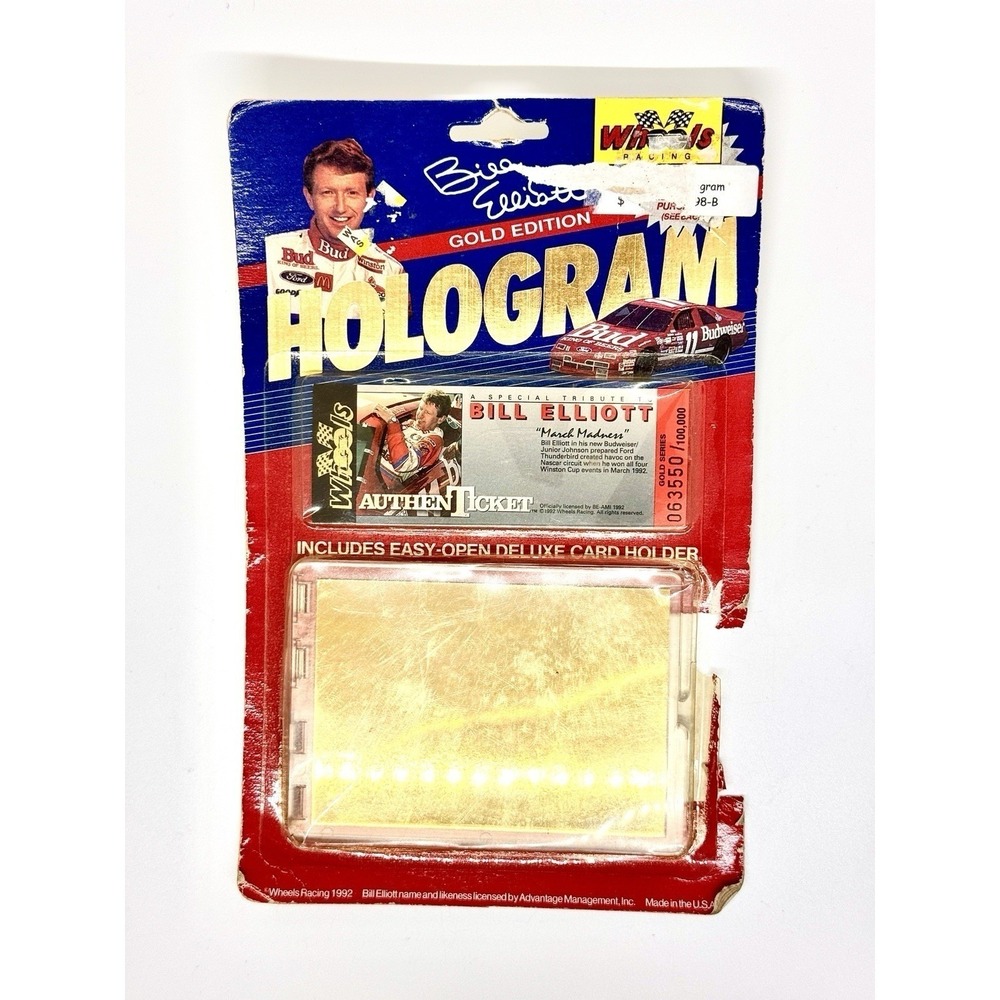 Bill Elliott 1992 Wheels Racing Gold Edition Hologram Card Budweiser NASCAR 92